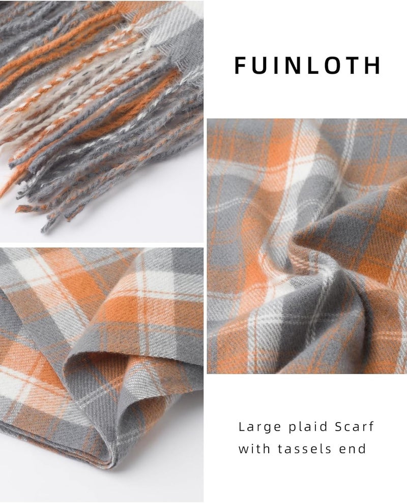 Fuinloth Women's Large Plaid Scarf Fashion Long Shawl Wrap for Winter Warm Lightweight - Image 2